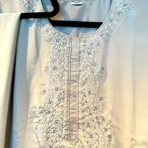 Silk Satin Kurta and Dupatta with Threadwork